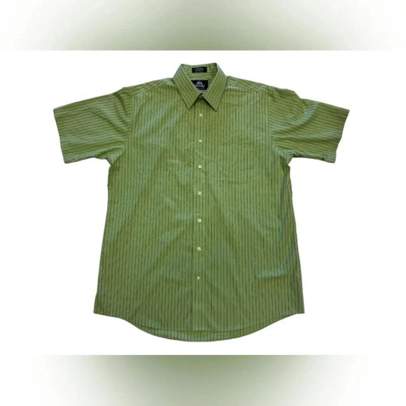 Stafford Button Down  EUC Green Striped 60% Cotton Size 16 1/2 - Picture 4 of 7